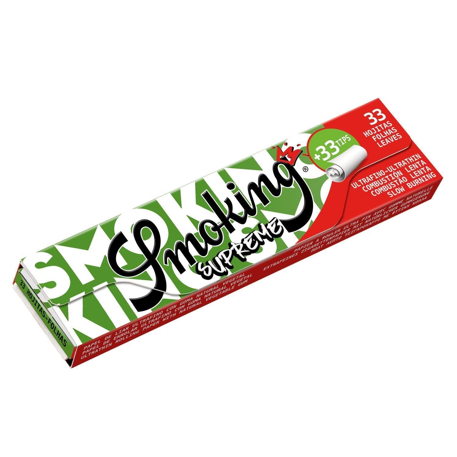 Smoking Supreme King Size Slim Papers + Tips Smoking